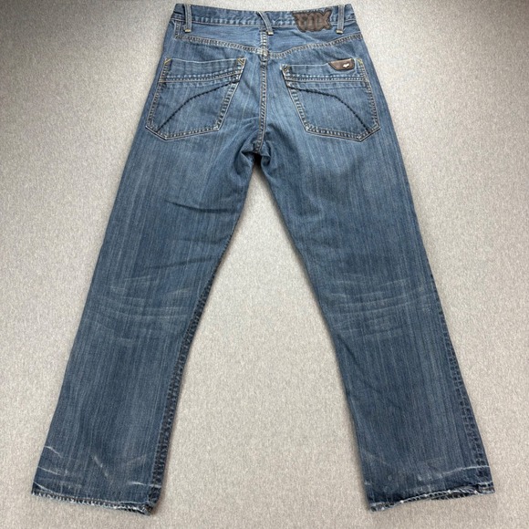 Fox Denim Duster Jeans Mens 31 Blue Y2K Racing VTG Grunge Relaxed Fit Bootcut - Picture 4 of 16